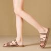 katliu Women’s Strappy Flat Sandals Round Toe Slide Sandals Casual Summer Sandals(Brown)
