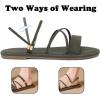 katliu Women’s Strappy Flat Sandals Round Toe Slide Sandals Casual Summer Sandals(Green)
