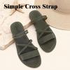 katliu Women’s Strappy Flat Sandals Round Toe Slide Sandals Casual Summer Sandals(Green)