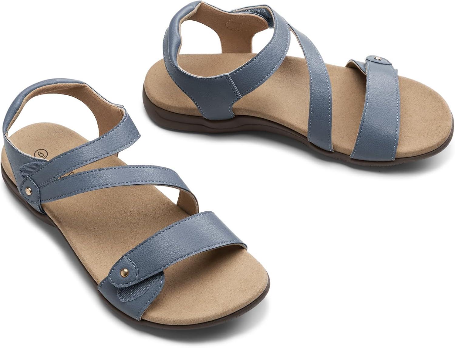 image:imageRihero Orthopedic Sandals for Women Arch Support Comfortable Flat Sandals with Adjustable Strap for Summer Beach WalkingDark Blue