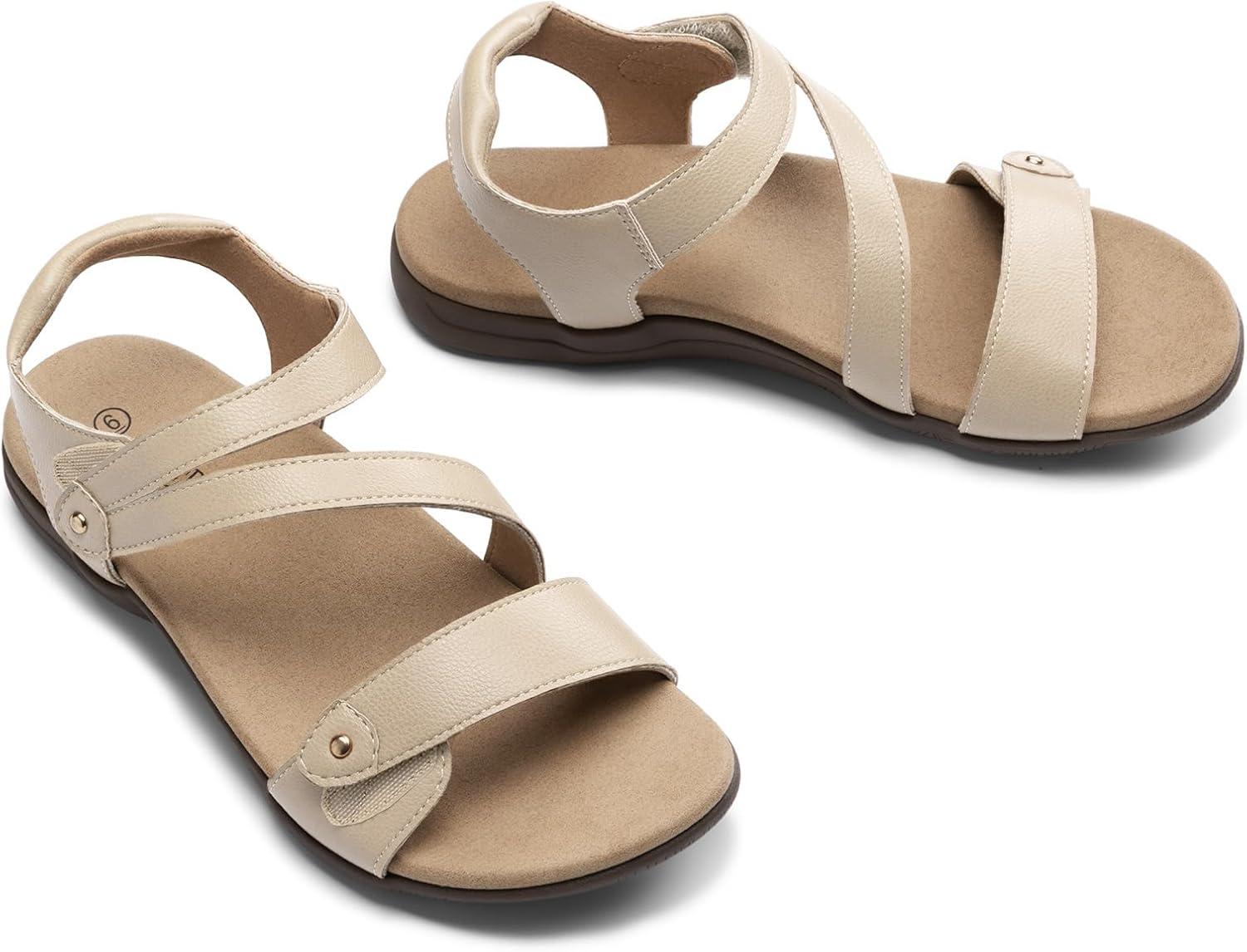 image:imageRihero Orthopedic Sandals for Women Arch Support Comfortable Flat Sandals with Adjustable Strap for Summer Beach WalkingSand