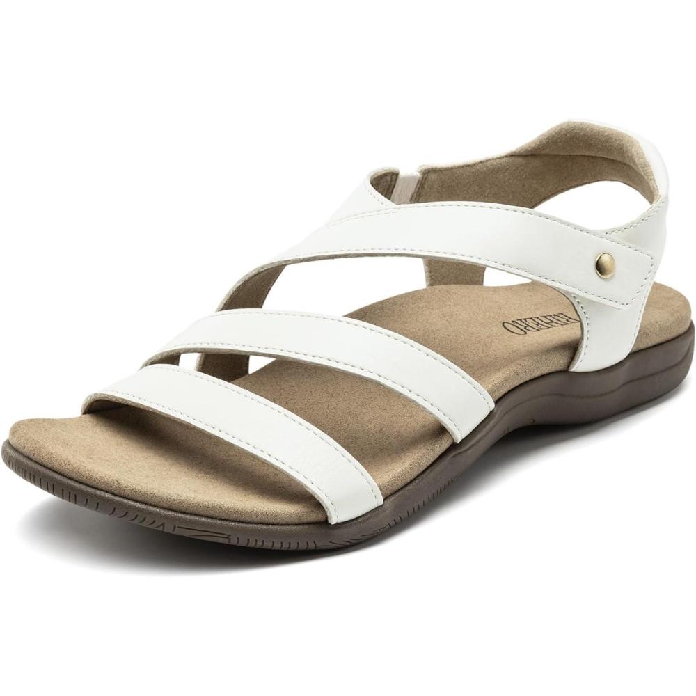 image:imageRihero Orthopedic Arch Support Sandals for Women Comfortable Walking Casual Adjustable Orthotic Flat SandalsWhite