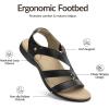 Rihero Orthopedic Arch Support Sandals for Women Comfortable Walking Casual Adjustable Orthotic Flat Sandals(Black)