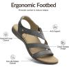Rihero Orthopedic Arch Support Sandals for Women Comfortable Walking Casual Adjustable Orthotic Flat Sandals(Grey)