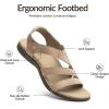 Rihero Orthopedic Arch Support Sandals for Women Comfortable Walking Casual Adjustable Orthotic Flat Sandals(Nude)