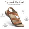 Rihero Orthopedic Arch Support Sandals for Women Comfortable Walking Casual Adjustable Orthotic Flat Sandals(Tan)