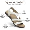 Rihero Orthopedic Arch Support Sandals for Women Comfortable Walking Casual Adjustable Orthotic Flat Sandals(White)
