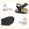 Rihero Orthopedic Sandals for Women Arch Support Comfortable Flat Sandals with Adjustable Strap for Summer Beach Walking(Black)