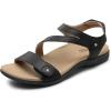 Rihero Orthopedic Sandals for Women Arch Support Comfortable Flat Sandals with Adjustable Strap for Summer Beach Walking(Black)