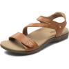 Rihero Orthopedic Sandals for Women Arch Support Comfortable Flat Sandals with Adjustable Strap for Summer Beach Walking(Brown)