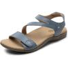 Rihero Orthopedic Sandals for Women Arch Support Comfortable Flat Sandals with Adjustable Strap for Summer Beach Walking(Dark Blue)