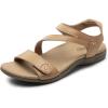 Rihero Orthopedic Sandals for Women Arch Support Comfortable Flat Sandals with Adjustable Strap for Summer Beach Walking(Natural)