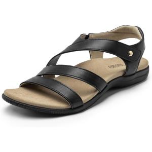Rihero Orthopedic Arch Support Sandals for Women Comfortable Walking Casual Adjustable Orthotic Flat Sandals(Black)