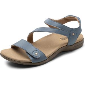 Rihero Orthopedic Sandals for Women Arch Support Comfortable Flat Sandals with Adjustable Strap for Summer Beach Walking(Dark Blue)