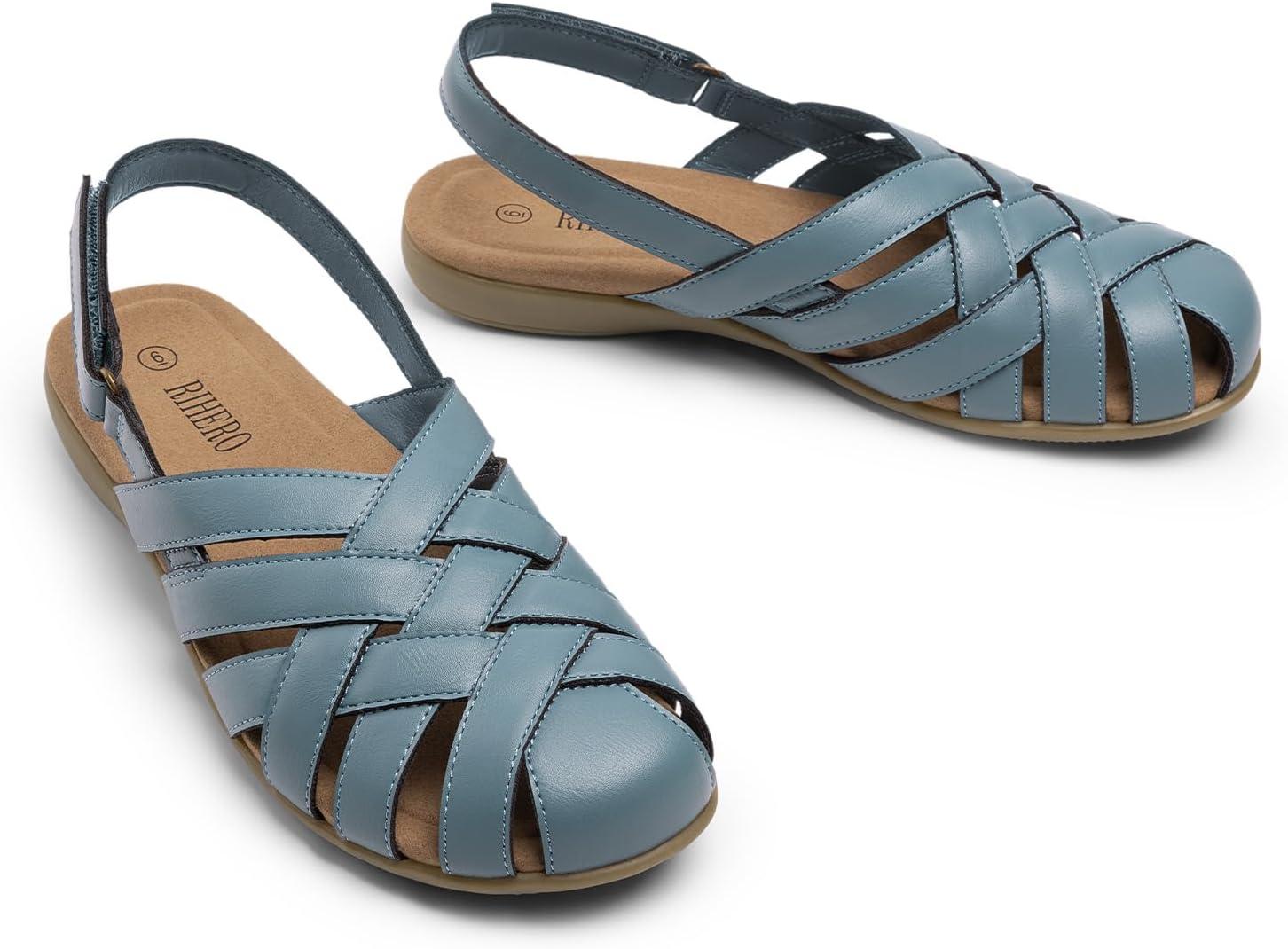 image:imageRihero Closed Toe Sandals Women Comfortable Arch Support Fisherman Walking Sandals with Adjustable StrapBlue