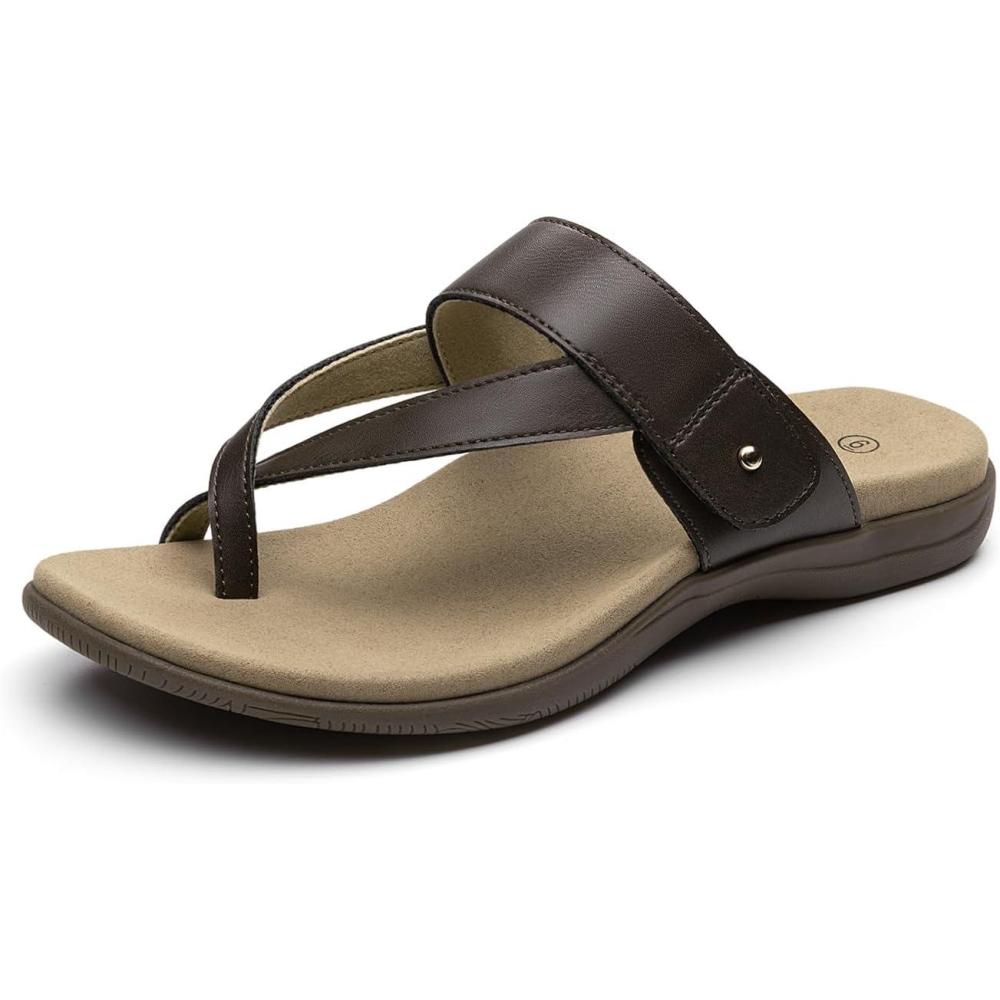 image:imageRihero Womens Orthopedic Sandals with Arch Support Orthotic Flip Flops Slip On Comfortable Walking Summer Thong Flat SandalsMocha