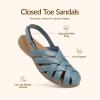 Rihero Closed Toe Sandals Women Comfortable Arch Support Fisherman Walking Sandals with Adjustable Strap(Blue)