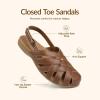 Rihero Closed Toe Sandals Women Comfortable Arch Support Fisherman Walking Sandals with Adjustable Strap(Brown)