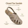 Rihero Closed Toe Sandals Women Comfortable Arch Support Fisherman Walking Sandals with Adjustable Strap(Taupe)