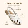 Rihero Closed Toe Sandals Women Comfortable Arch Support Fisherman Walking Sandals with Adjustable Strap(White)
