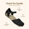 Rihero Summer Casual Closed Toe Sandals Women Comfortable Footbed Arch Support Flat Sandals with Adjustable Strap(Black)