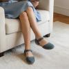 Rihero Summer Casual Closed Toe Sandals Women Comfortable Footbed Arch Support Flat Sandals with Adjustable Strap(Navy Hollow)