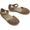 Rihero Summer Casual Closed Toe Sandals Women Comfortable Footbed Arch Support Flat Sandals with Adjustable Strap(Tan Hollow)
