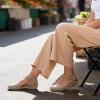 Rihero Summer Casual Closed Toe Sandals Women Comfortable Footbed Arch Support Flat Sandals with Adjustable Strap(Taupe)