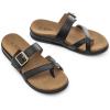 Rihero Women’s Orthopedic Arch Support Sandals Comfortable Orthotic Flip Flops Slip On Walking Casual Thong Flat Sandals(Black)