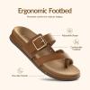 Rihero Women’s Orthopedic Arch Support Sandals Comfortable Orthotic Flip Flops Slip On Walking Casual Thong Flat Sandals(Brown)