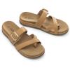Rihero Women’s Orthopedic Arch Support Sandals Comfortable Orthotic Flip Flops Slip On Walking Casual Thong Flat Sandals(Tan)
