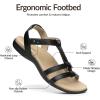 Rihero Women’s Orthopedic Arch Support Sandals Orthotic Comfortable Walking Casual Adjustable Summer Beach Flat Sandals(Black)