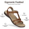 Rihero Women’s Orthopedic Arch Support Sandals Orthotic Comfortable Walking Casual Adjustable Summer Beach Flat Sandals(Brown)