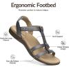 Rihero Women’s Orthopedic Arch Support Sandals Orthotic Comfortable Walking Casual Adjustable Summer Beach Flat Sandals(Grey Emboss)