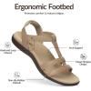 Rihero Women’s Orthopedic Arch Support Sandals Orthotic Comfortable Walking Casual Adjustable Summer Beach Flat Sandals(Nude)