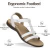 Rihero Women’s Orthopedic Arch Support Sandals Orthotic Comfortable Walking Casual Adjustable Summer Beach Flat Sandals(White)