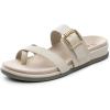 Rihero Women’s Orthopedic Arch Support Sandals Comfortable Orthotic Flip Flops Slip On Walking Casual Thong Flat Sandals(Beige)