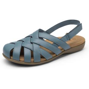 Rihero Closed Toe Sandals Women Comfortable Arch Support Fisherman Walking Sandals with Adjustable Strap(Blue)