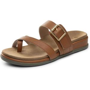 Rihero Women’s Orthopedic Arch Support Sandals Comfortable Orthotic Flip Flops Slip On Walking Casual Thong Flat Sandals(Brown)