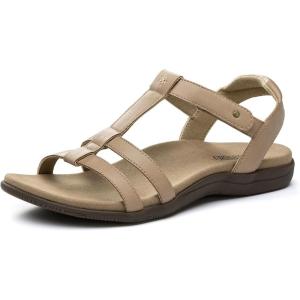 Rihero Women’s Orthopedic Arch Support Sandals Orthotic Comfortable Walking Casual Adjustable Summer Beach Flat Sandals(Nude)