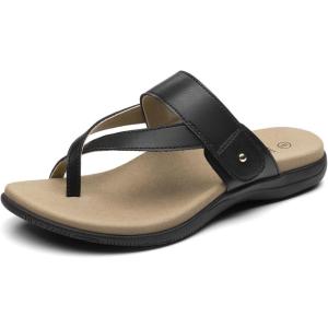 Rihero Women’s Orthopedic Sandals with Arch Support Orthotic Flip Flops Slip On Comfortable Walking Summer Thong Flat Sandals(Black)
