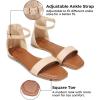 katliu Women’s Ankle Strap Flat Sandals One Band Dressy Sandals Square Open Toe Sandals for Summer with Back Zipper(Apricot)