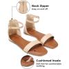katliu Women’s Ankle Strap Flat Sandals One Band Dressy Sandals Square Open Toe Sandals for Summer with Back Zipper(Apricot)