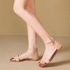 katliu Women’s Ankle Strap Flat Sandals One Band Dressy Sandals Square Open Toe Sandals for Summer with Back Zipper(Apricot)
