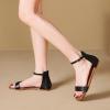 katliu Women’s Ankle Strap Flat Sandals One Band Dressy Sandals Square Open Toe Sandals for Summer with Back Zipper(Black)