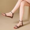 katliu Women’s Ankle Strap Flat Sandals One Band Dressy Sandals Square Open Toe Sandals for Summer with Back Zipper(Leopard)