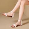 katliu Women’s Ankle Strap Flat Sandals One Band Dressy Sandals Square Open Toe Sandals for Summer with Back Zipper(White)