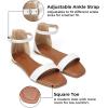 katliu Women’s Ankle Strap Flat Sandals One Band Dressy Sandals Square Open Toe Sandals for Summer with Back Zipper(White)