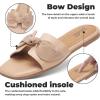 katliu Women’s Bow Flat Sandals Square Open Toe Dressy Slide Sandals Slip On Summer Sandals for Wedding Party(Apricot)