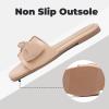 katliu Women’s Bow Flat Sandals Square Open Toe Dressy Slide Sandals Slip On Summer Sandals for Wedding Party(Apricot)